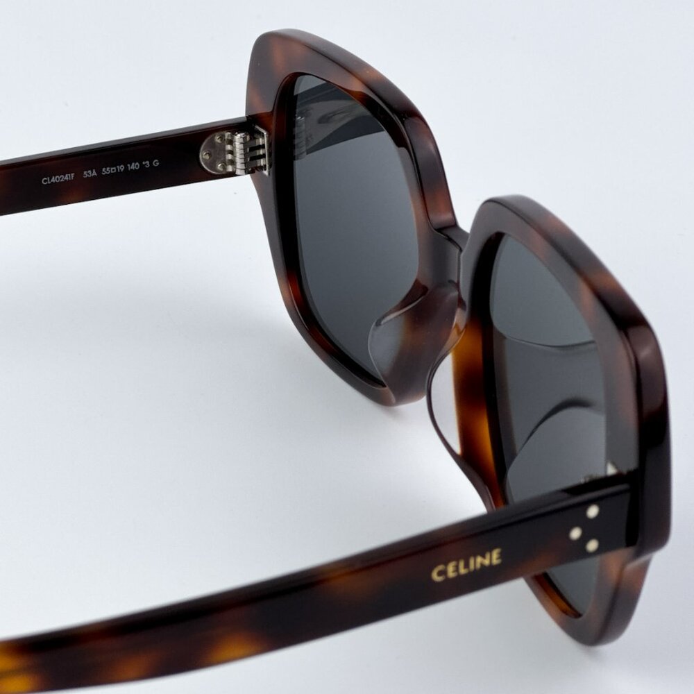 Celine 3 DOTS Women BRAND NEW Sunglasses Havana Smoke Geometric CL40241F 53A - Picture 10 of 11